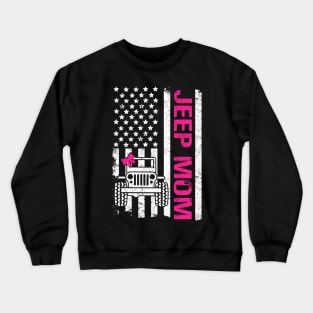 Jeep Mom American Flag Cute Jeep Ribbon Jeeps Lover Crewneck Sweatshirt